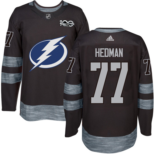 Herren Tampa Bay Lightning Eishockey Trikot Victor Hedman #77 Authentic Schwarz 1917-2017 100th Anniversary